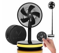 VENTY Ventilador Portátil Plegable con Batería Recargable - Ventilador con Mando a Distancia - 4 Velocidades, Compacto, Ajustable - Con Funda Transporte y Puerto Carga USB - Foldable Portable Fan