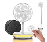 VENTY Ventilador Portátil Plegable con Batería Recargable - Ventilador con Mando a Distancia - 4 Velocidades, Compacto, Ajustable - Con Funda Transporte y Puerto Carga USB - Foldable Portable Fan