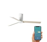 ventyly / HYBRID/Ventilador de techo blanco con wifi y palas reversibles blanco-arce Ø120 cm/Ultra Silencioso, bajo consumo, 6 Velocidades, Mando, Verano-Invierno, temporizador, TUYA, modo brisa