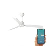 ventyly / ORIGINAL/Ventilador de techo blanco con wifi y palas reversibles blanco-arce Ø120 cm/Ultra Silencioso, bajo consumo, 6 Velocidades, Mando, Verano-Invierno, temporizador, modo brisa