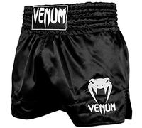 Venum Pantalones cortos clásicos de muay thai para hombre, color blanco y negro, talla M