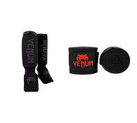 VENUM Kontact Espinilleras de Boxeo, Unisex Adulto, Negro/Negro, Única + Kontact Vendas De Boxeo, Unisex Adulto