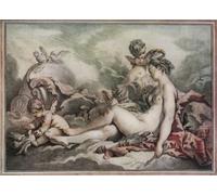 Venus coronada por Cupido después de la pintura de Boucher. Del conocedor ilustrado de septiembre a diciembre de 1916. Impresión del póster de Hilary Jane Morgan (18 x 12)