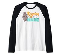 Venus de Willendorf Fertilidad Diosa Thicc Juego de Palabras Paleolítico Camiseta Manga Raglan