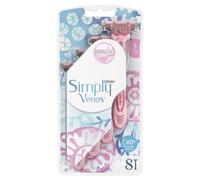 Venus Gillette Simply 3, maquinilla de afeitar para mujer, 8 piezas, maquinillas de afeitar desechables para mujeres con 3 cuchillas
