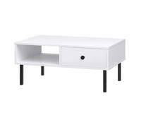 Venus RTV - Mueble de TV de dos puertas con estante y cajón, blanco moderno con elementos negros, 135 cm, mueble de salón