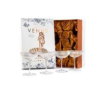 Venus Seashell Coupe - Juego de 4 vasos de champán acanalados de cristal de 240 ml para beber P-Star y Espresso Martini, Margarita, Daiquiri, Cosmopolitan, Gimlet | Elegante cristalería de regalo