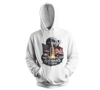 Venus Style Artemis 2026 USA Moon Landing Space Exploration Rocket Astronaut Future NASA Patriotic Sudadera con Capucha Unisex Blanca Size M
