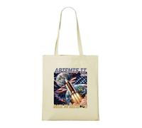 Venus Style Artemis II 2026 Regreso a la Luna Exploración Espacial Bandera Americana Bolsa Tote Natural