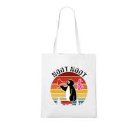 Venus Style Bolsa Tote Pingüino Retro Atardecer - Viajero con Trompeta y Bindle Nostálgico Bolsa Tote Blanca