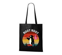 Venus Style Bolsa Tote Pingüino Retro Atardecer - Viajero con Trompeta y Bindle Nostálgico Bolsa Tote Negra