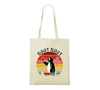 Venus Style Bolsa Tote Pingüino Retro Atardecer - Viajero con Trompeta y Bindle Nostálgico Bolsa Tote Natural