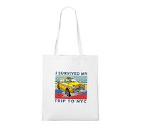 Venus Style Bolsa Vintage I Survived My Trip To NYC Taxi Amarillo Retro Humor Viaje Bolsa Tote Blanca