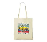 Venus Style Bolsa Vintage I Survived My Trip To NYC Taxi Amarillo Retro Humor Viaje Bolsa Tote Natural