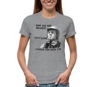 Venus Style Steve Mcqueen Motorcycle Biker Cool Retro Vintage Classic How Are The Brakes I Don't Know Never Touch Them Camiseta Gris de Mujer Size M