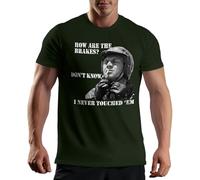 Venus Style Steve Mcqueen Motorcycle Biker Cool Retro Vintage Classic How Are The Brakes I Don't Know Never Touch Them Camiseta Verde Militar de Hombre Size L
