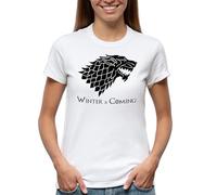 Venus Style Winter is Coming Wolf Stark House GOT Thrones - Camiseta para mujer, blanco, S