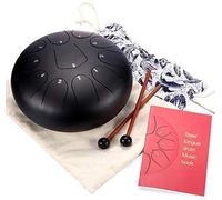 Venus valink Aleación Acero Lengüeta Tambor, 8 Inch 11 Tonos Instrumento de Percusión Mano Pan Tambor con 1 Par Tambor de Mano Mazas + Almacenamiento Tambor Bolsa - Negro