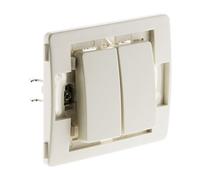 Venus Zenitech - Doble Interruptor de Conmutación 10A - Plástico - Bornes Automáticos, Compatible con Aparatos, Certificado NF/CE, Tornillos y Garras Incluidos - Potencia 2300W - Blanco