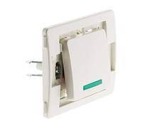 Venus Zenitech - Interruptor Botón Pulsador con Luz 10A - Terminales Automáticos - Potencia Máx 2300W a 230V - Fácil de Instalar con Tornillos y Garras - Certificado NF y CE - Blanco