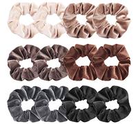 VENUSTE Scrunchies para mujer, terciopelo de coletero para el cabello, bandas gruesas elásticas de colores neutros, cuerdas suaves, accesorios para el cabello, paquete de 12