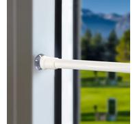 Venwemong 2 uds Barra Cortina Tensión 3 en 1 Extensible Sin Taladrar, Resorte 10 mm Ajustable 80-120 cm, para Marcos Ventanas, Ventanas, Armarios, Estanterías, Sujeción Segura sin Perforar