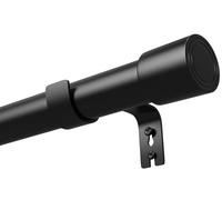 Venwemong Barra Cortina Negra Extensible de Metal 25 mm, Diametro Ancho con Remates, Juego de Barras de Cortina con Soportes para 10 kg, Moderna, Negro, 84-220 cm