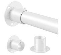 Venwemong Barra de armario extensible de acero inoxidable con enchufes de fijación para armario y almacenamiento, color negro, diámetro de 25 mm