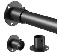 Venwemong - Barra para armario, percha extensible, acero inoxidable estable para armario y almacenamiento, color negro, longitud 85-230cm, diámetro 32mm