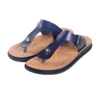 VENYAA Chanclas hombre Zapatillas Cuero Antideslizante Playa,Cómodas Sandalias de Playa de Verano,Moda Zapatillas Antideslizantes para Caminar(Size:EU 47,Color:azul)