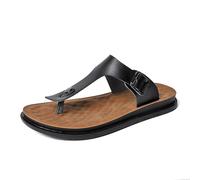 VENYAA Chanclas hombre Zapatillas Cuero Antideslizante Playa,Cómodas Sandalias de Playa de Verano,Moda Zapatillas Antideslizantes para Caminar(Size:EU 47,Color:negro)