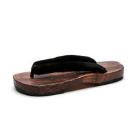 VENYAA Chanclas para Hombres,Verano Japonés Tradicional Zuecos Geta Zapatillas Chanclas Kimono Zuecos de Madera Playa Sandalias(Size:EU 46,Color:Black+1)