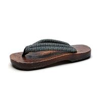 VENYAA Chanclas para Hombres,Verano Japonés Tradicional Zuecos Geta Zapatillas Chanclas Kimono Zuecos de Madera Playa Sandalias(Size:EU 46,Color:Verde)
