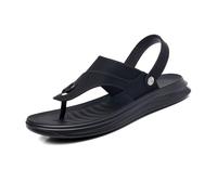 VENYAA Hombre Chanclas Zapatillas Cuero Playa,Cómodas Sandalias de Playa de Verano,casuales al aire libre Moda Zapatillas Antideslizantes para Caminar(Size:EU 42,Color:negro)