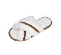 VENYAA Mujeres zapatillas cruzadas cálidas y cómodas en invierno,Felpa Caliente Invierno Peludas Mujer Punta Abierta en interiores y Exteriores Sandalias(Size:EU 38/39,Color:Naranja)