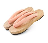 VENYAA Sandalias de Zuecos de Madera para Mujeres,Japoneses Tradicionales Zapatillas Zuecos,Ocio Kimono Zuecos de Playa Fuera de Casa Zapatillas(Size:EU 39,Color:Rosa)