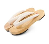 VENYAA Sandalias de Zuecos de Madera para Mujeres,Japoneses Tradicionales Zapatillas Zuecos,Ocio Kimono Zuecos de Playa Fuera de Casa Zapatillas(Size:EU 37,Color:Blanco)