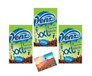 Venz Hagelslag Melk 380 g - Juego de 3 espolvoreadores grandes de chocolate con leche entera I granizo leche entera I Desayuno para untar I Chocolate I placer y calidad I Holland-Box by Vriens