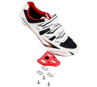 Venzo Bicycle Men's Road Cycling Riding Shoes - 3 Straps - Compatible with Look Delta & for Shimano SPD-SL - Perfect for Road Racing Bikes - White - 6.5 US Men