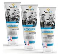 VeoFit- Gel Conductor 250mL X 3 Electrodos Electroestimulacion EMS y TENS, Gel de Contacto para Electroestimulador Muscular- Mejora el Contacto electrodos y Protege la Piel - Fabricado en Francia