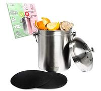 VeoHome - Papelera para Compost de Cocina en Acero Inoxidable - Bandeja de Compost de Mesa para residuos orgánicos peladores