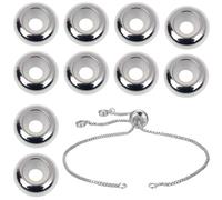 VEOIRXU 10 Piezas Espaciadores Abalorios De Acero Inoxidable De Goma Del Charm Stopper, Charm Separadores Con Goma Clip Para Pulsera De Abalorios Tope 10mm x 5,5mm x 3,5mm (Plata)
