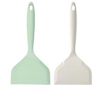 VEOIRXU 2 Piezas Espátulas Silicona Cocina Ancha Espátula de Silicona Antiadherente Espátula de Cocina Flexible para Masa Cortar Pizza para Cocina Restaurante Hogar Cocinar Hornear (Blanco+Verde)
