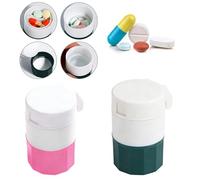 VEOIRXU 2 Piezas Tres en Uno Triplador de Pastilas/Machacador de Pastilas/Pastor de Pastilas Fácil de LlevarCortar y Almacenar Medicamentos para Personas Mayores Niños y Mascotas (Verde + Rosa)