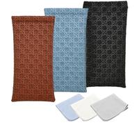 VEOIRXU 3 Piezas Funda Gafas Blanda Con 3 Paños De Limpieza Para Gafas Bolsas Para Gafas De Mujer Con Cierre De Presión Portátil Estuche De Gafas Diseño Elástico Funda Suave Para Gafas De Sol Bolsa