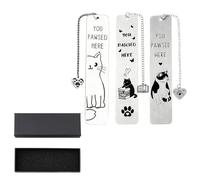 VEOIRXU 3 Piezas Marcapáginas Gato Con Scatola Regalo Bonito Metallo Para Mujeres Y Hombres Regalo De Libros Accesorio Para Libros Para Insegnanti Studenti Amanti Dei Libri
