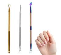 VEOIRXU 3 Piezas Professional Dual Tool Empujador de Cuticulas Herramientas de Decoración con Cuentas Raspador de Cutícula Removedor Limpiador de Uñas de Gel para Manicura y Pedicura
