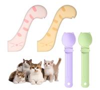 VEOIRXU 4 Piezas Cucharas de Comida Para Gatos Dispensador de Golosinas Multifunción Cuchara Para Gatos 2 Cucharas de Prensa y Alimentación + 2 Abrelatas Para Mascotas (4 Colores)