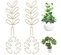 VEOIRXU 4 Piezas Enrejado para Plantas Trepadoras Rejilla de Jardín con Forma de Hoja Soporte Tutor Planta Reutilizables de Interior para Flores Vid Hiedra Jaulas de Tomate Plantas en Macetas (Oro)