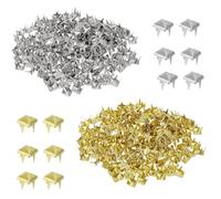 VEOIRXU 400 Piezas Remaches Cuadrados 10mm Remaches de Metal para Cuero Remaches de Punta Pirámide DIY Remaches Punk Tachuelas para Ropa para Bolsos Correa de Cuero Abrigos Guantes (Oro + Plata)
